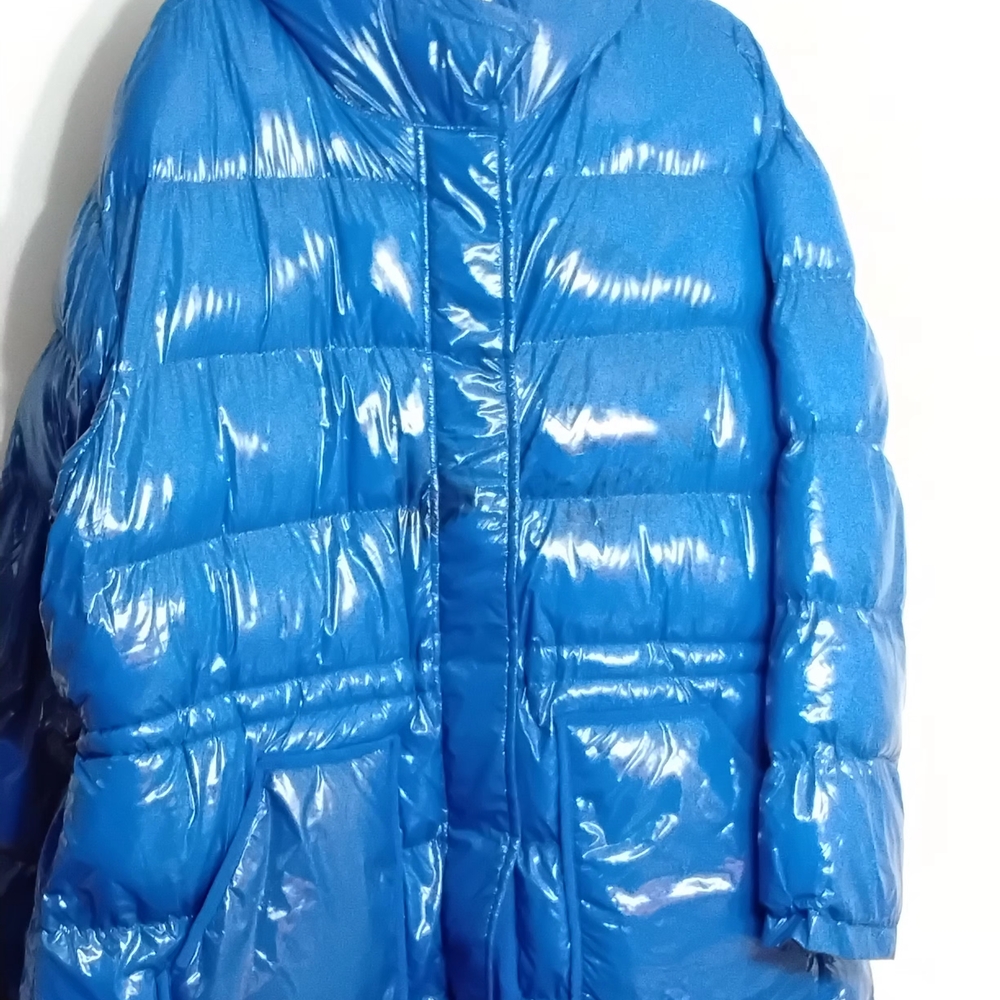 GAP Shiny Bright Blue Hooded Puffer Coat